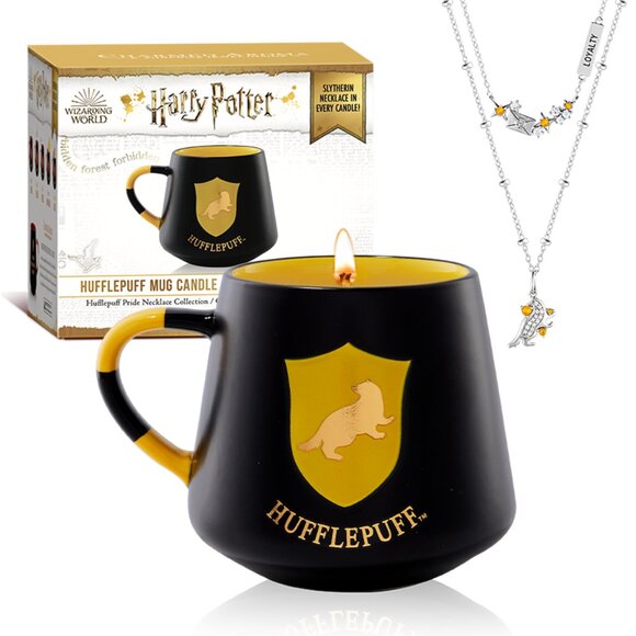 2021 Harry Potter Hufflepuff House pride Candle Mug with Necklace  Charmed Aroma - Picture 1 of 8